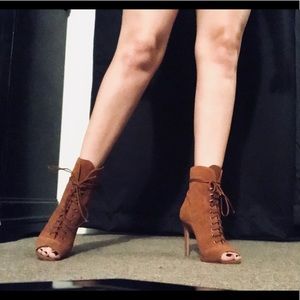 SCHUTZ Real Suede Lace-Up Booties